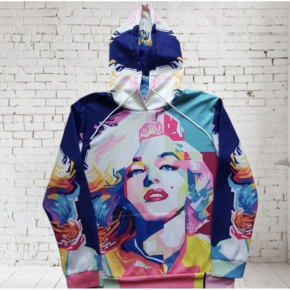 Marilyn Monroe 2XL Graffiti Lightweight Hoodie Women's Front And Back Print